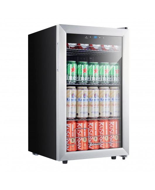 Kalamera Mini Beverage Refrigerator Freestanding- 102 Cans Capacity Beverage Cooler- for Soda, Water, Beer or Wine - For Kitchen or Bar with Whit Interior Light.